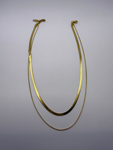 Double Layer Snake Chain Necklace in Gold