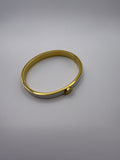 Roman Numeral White Enamel Bangle in Gold