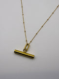 Crystal Medium T Bar Necklace in Gold