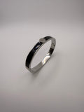 Roman Numeral Black Enamel Bangle in Silver