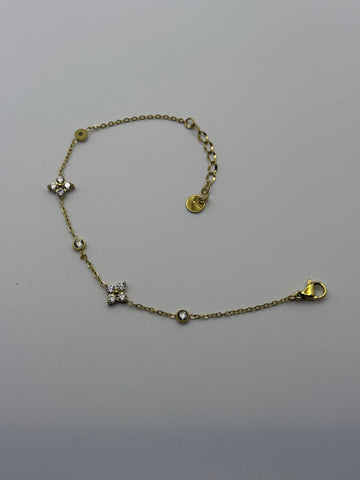 Flower Crystal Bracelet in Gold or Silver