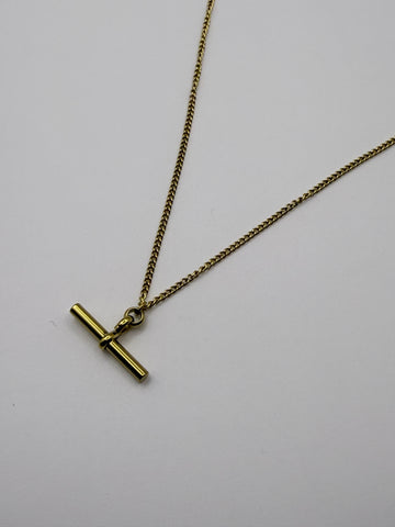 Small Classic T Bar Necklace in Gold