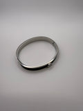 Roman Numeral Black Enamel Bangle in Silver