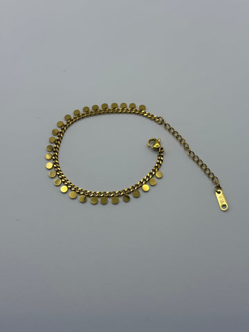 Mini Disc Charm Chain Bracelet in Gold