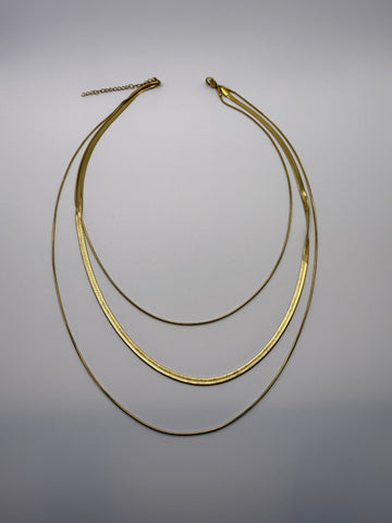 Triple Layer Snake Chain Necklace in Gold