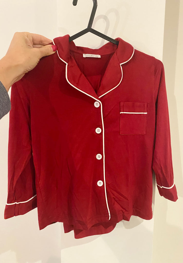 Mini Dusk kids Pyjamas in Deep Red - Main Image