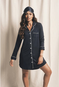 Bamboo Night Shirt in Navy