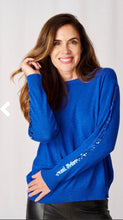 Load image into Gallery viewer, Silvia Single Stripe Sequin Cashmere Blend Jumper in Cobalt Blue