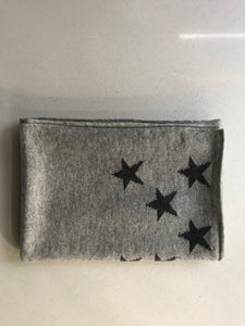 100% Pure Cashmere Star Scarf in Light Grey with Grey Stars