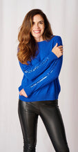 Load image into Gallery viewer, Silvia Single Stripe Sequin Cashmere Blend Jumper in Cobalt Blue