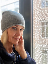 Load image into Gallery viewer, 100% Pure Cashmere Plain Knit Beanie in Grey