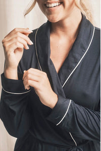 Katherine Bamboo Robe in Navy is