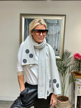 Load image into Gallery viewer, Pure Cashmere Large Polka Scarf in Light Grey