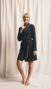 Katherine Bamboo Robe in Navy is