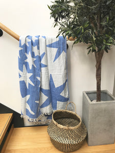 Pure Cotton Single Hammam Star Towel in Blue
