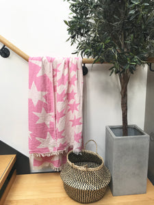 Pure Cotton Single Hammam Star Towel in Pink